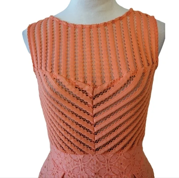 New York & Company Coral Lace Sleeveless Fit‎ and Flare Dress Size Small - Picture 2 of 5